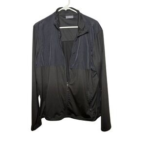 Fossa Mens Full Zip Performance Jacket Black Mixed Media Mock Neck Large